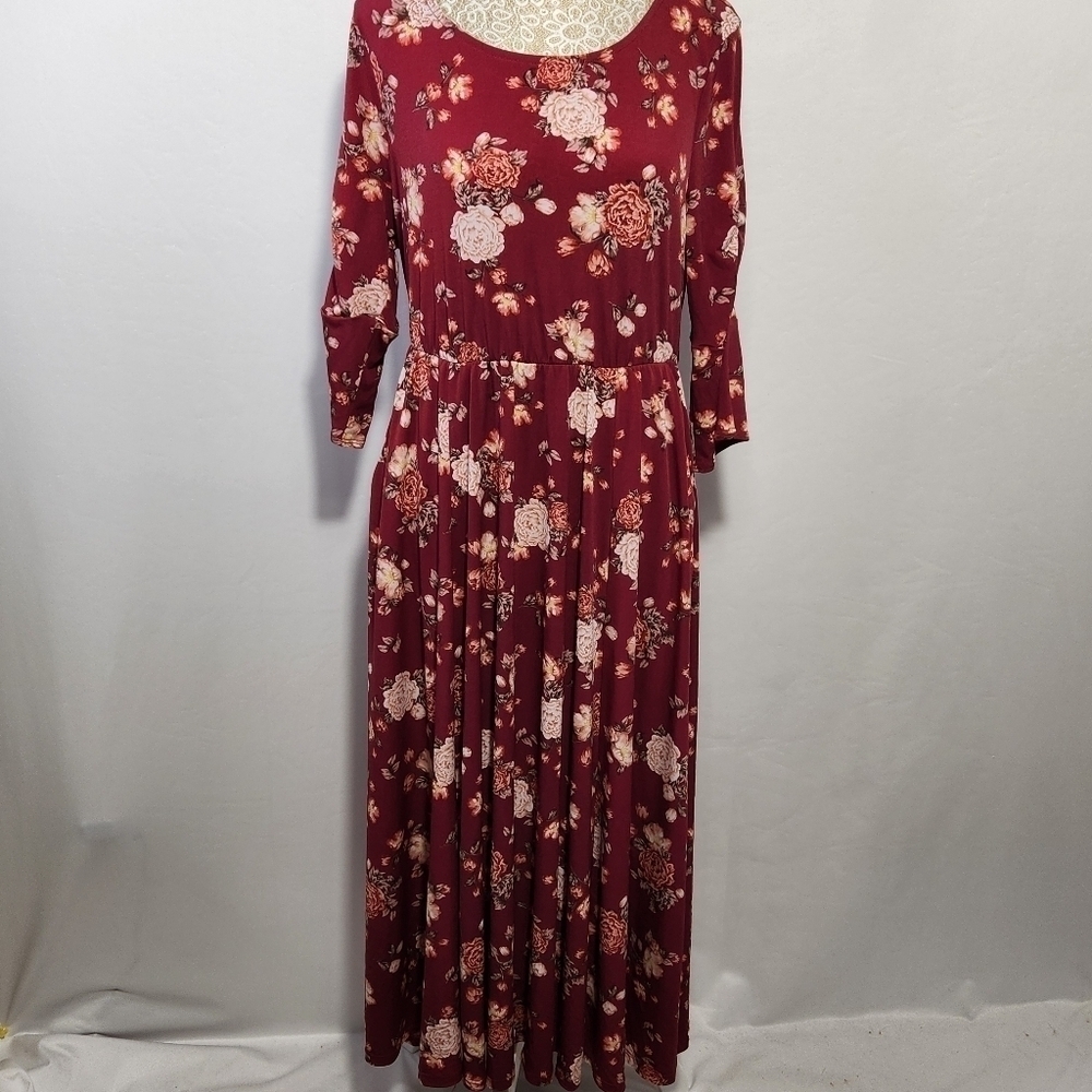 Torrid Dress Women Floral Print Empire Waist Pockets Scoop Neck 3/4 Sleeve SZ 10 - Picture 2 of 14